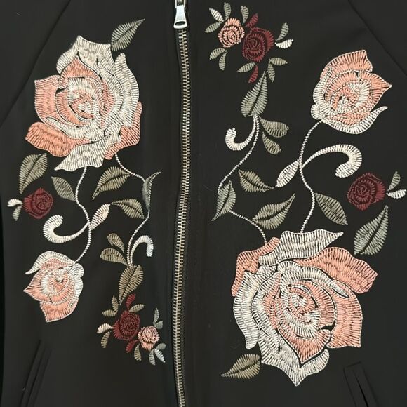 Democracy Rose Embroidered Bomber Jacket S - Picture 2 of 6